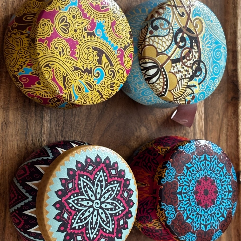 Set of 4 Decorative Mandala sky candles- Multicolor BOHO vibe w/ box gift